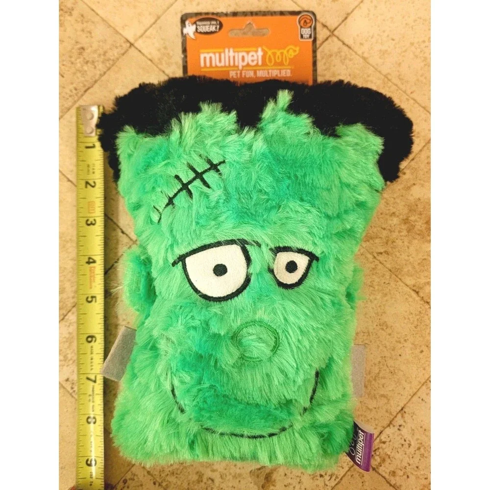 Multipet Frankenstein Dog Toy Plush Halloween Squeaky Green Monster NWT